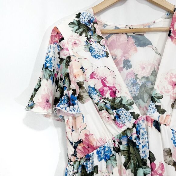 Show Me Your Mumu Womens Austin Floral Mini Dress Deep-V Medium Flower Print - Picture 3 of 8